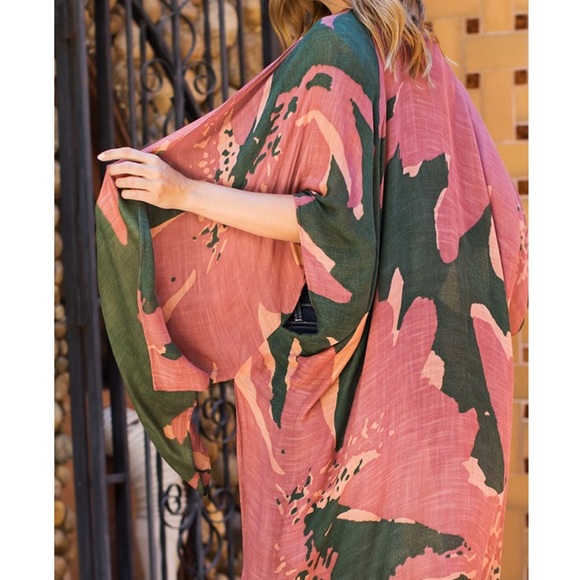 Sage Floral Print Kimono - Picture 2 of 4